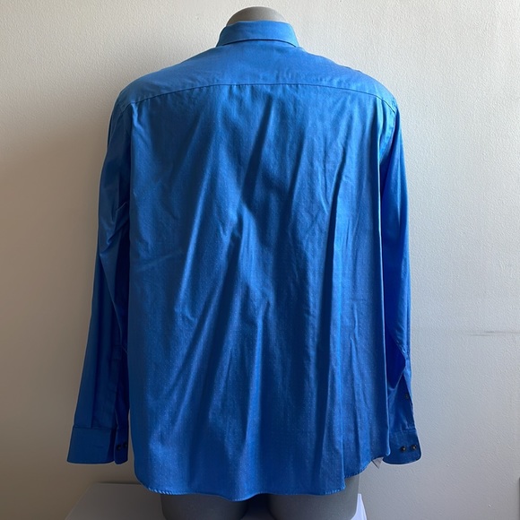 Blue Calvin Klein Non Iron Long Sleeve Dress Shirt Size 17 (xl) - Picture 3 of 7